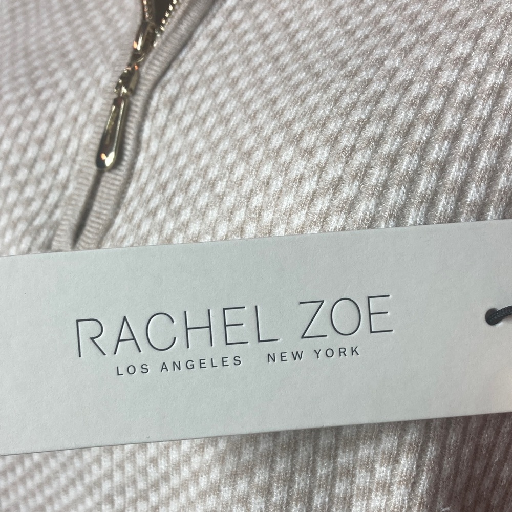 🤎Rachel Zoe SUPER SOFT Cream & Tan Cowl Half-Zip Sweater ....💲 discount shipping